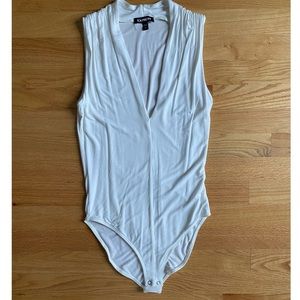 Express Small Low Cut White Bodysuit